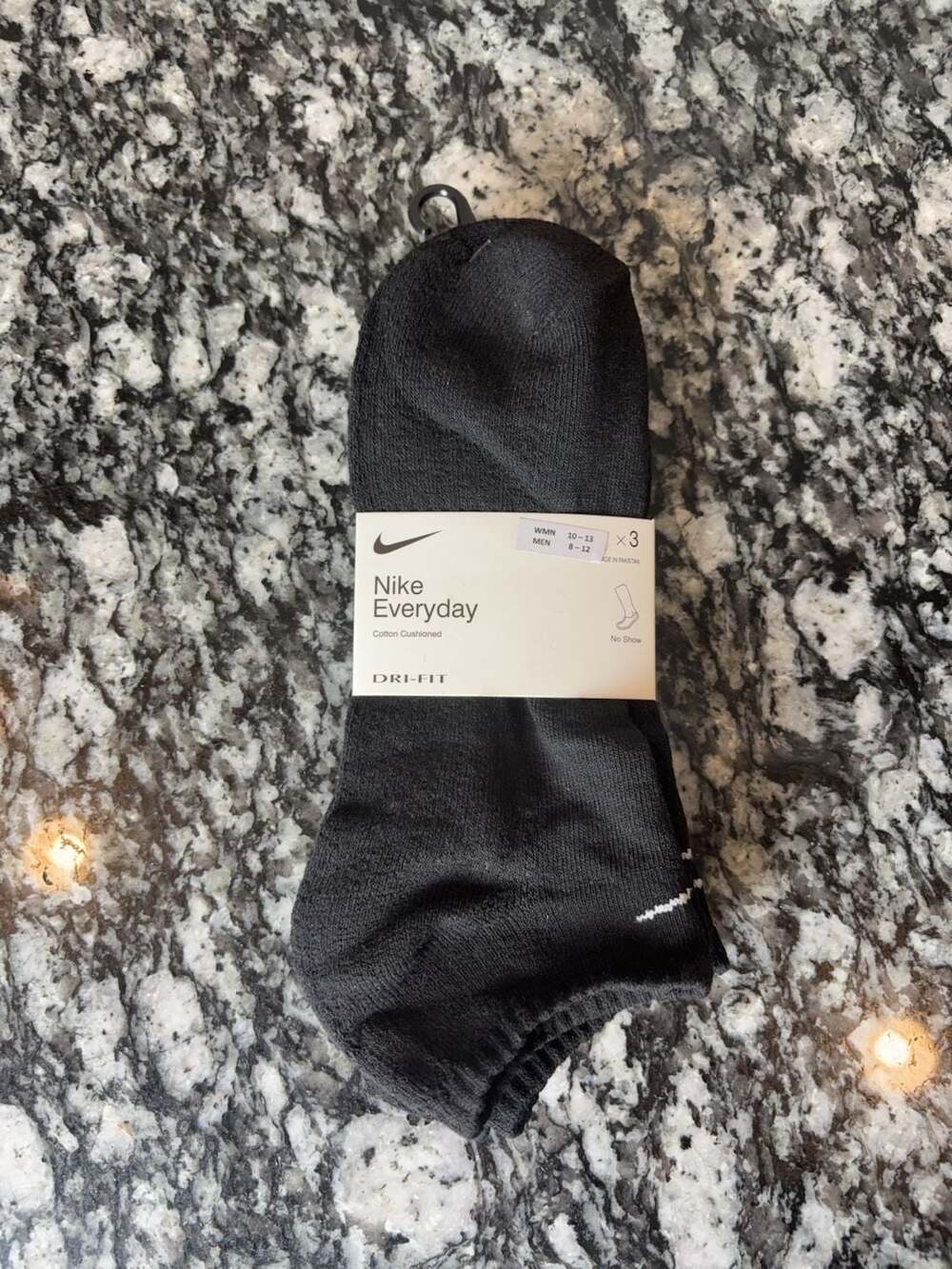 Nike Everyday Cotton Cushioned No Show Socks 3-Pack Black Men's 8-12